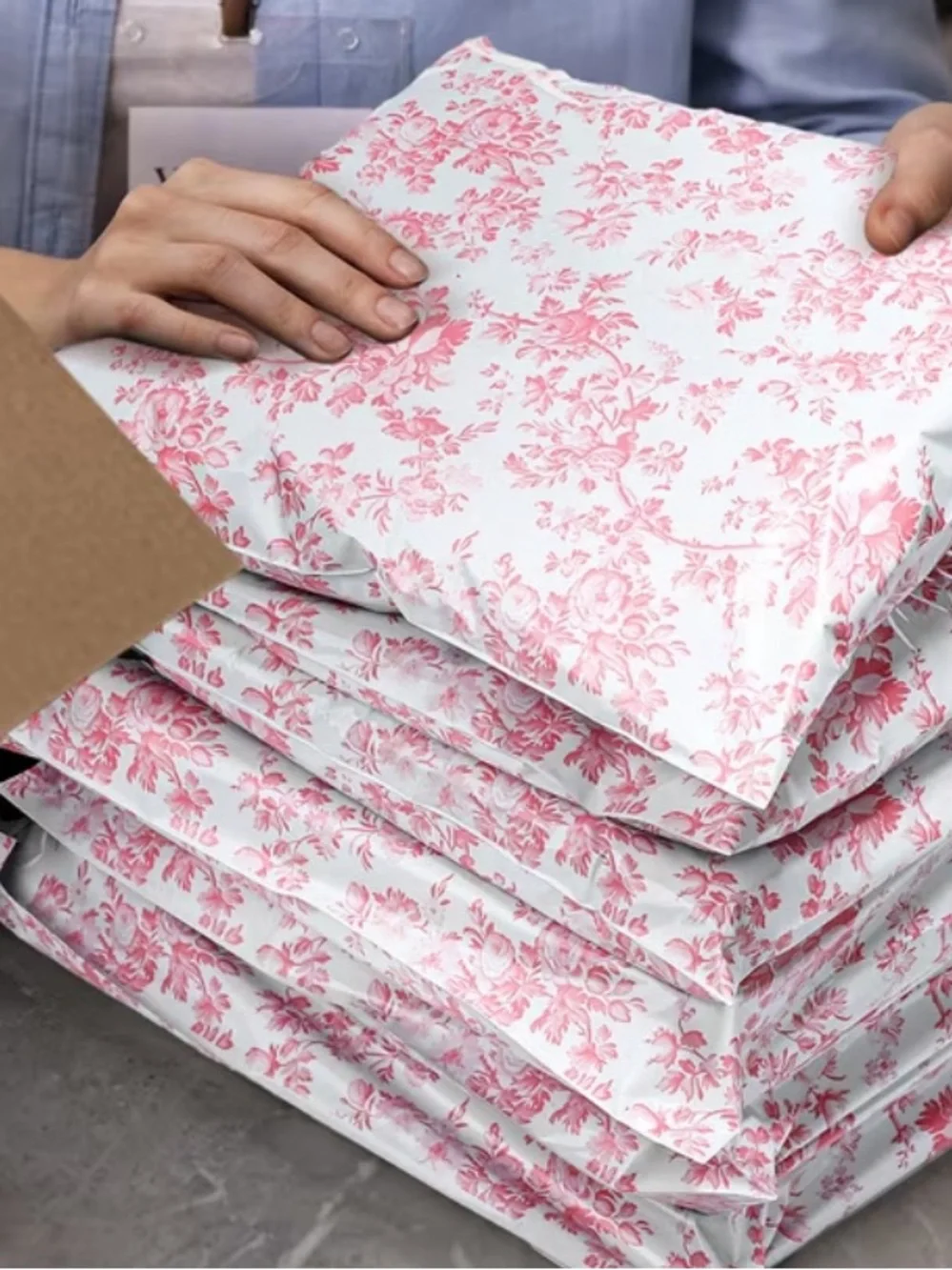 50 Pink French Toile Polymailers 10x13 Floral Shipping Bags Boutique Packaging